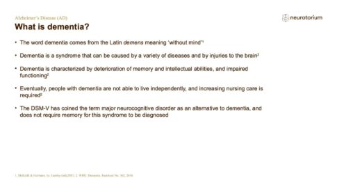Alzheimers Disease – Diagnosis and Definitions – slide 3